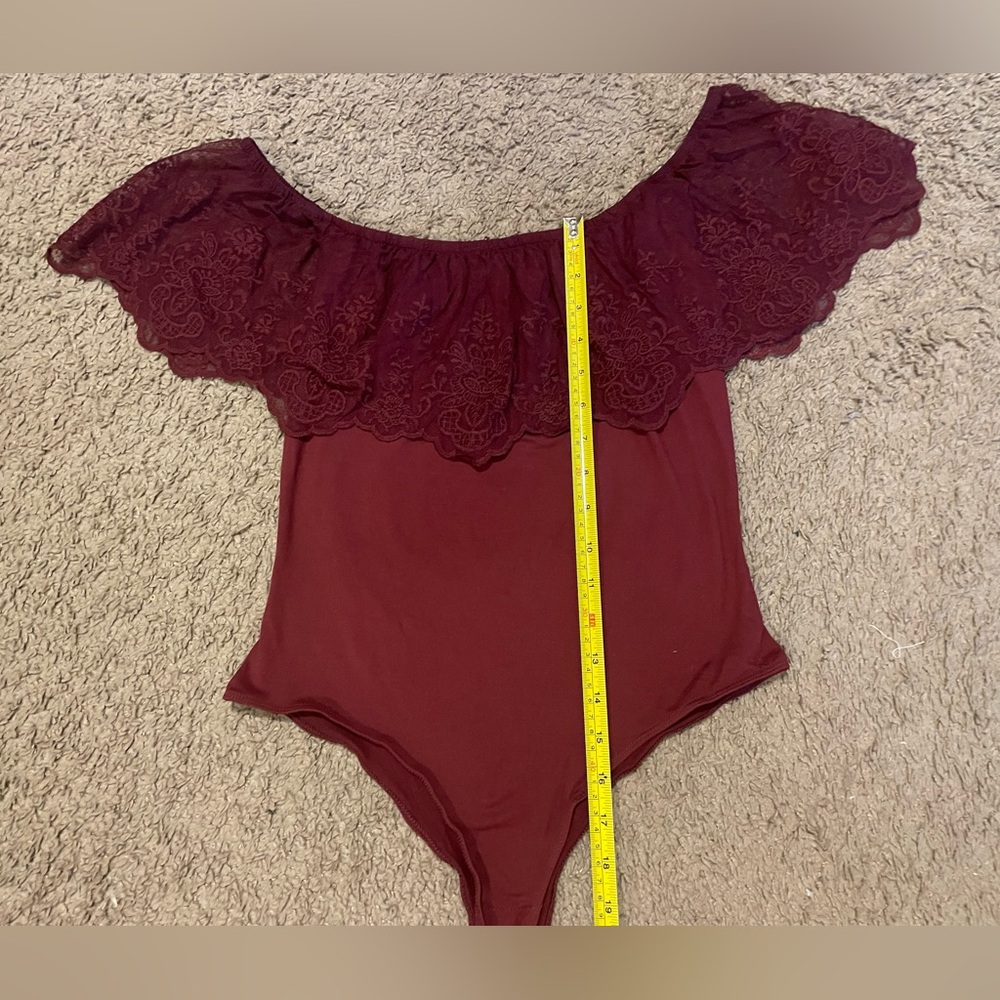 Boutique Lace Off-The-Shoulder Ruffle Bodysuit - Picture 5 of 6